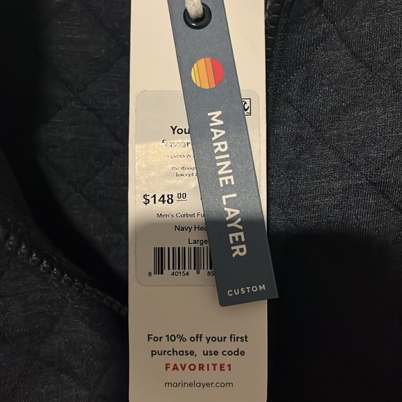 Marine Layer Corbet Full Zip Jacket Navy Heather, NWT - Picture 5 of 7